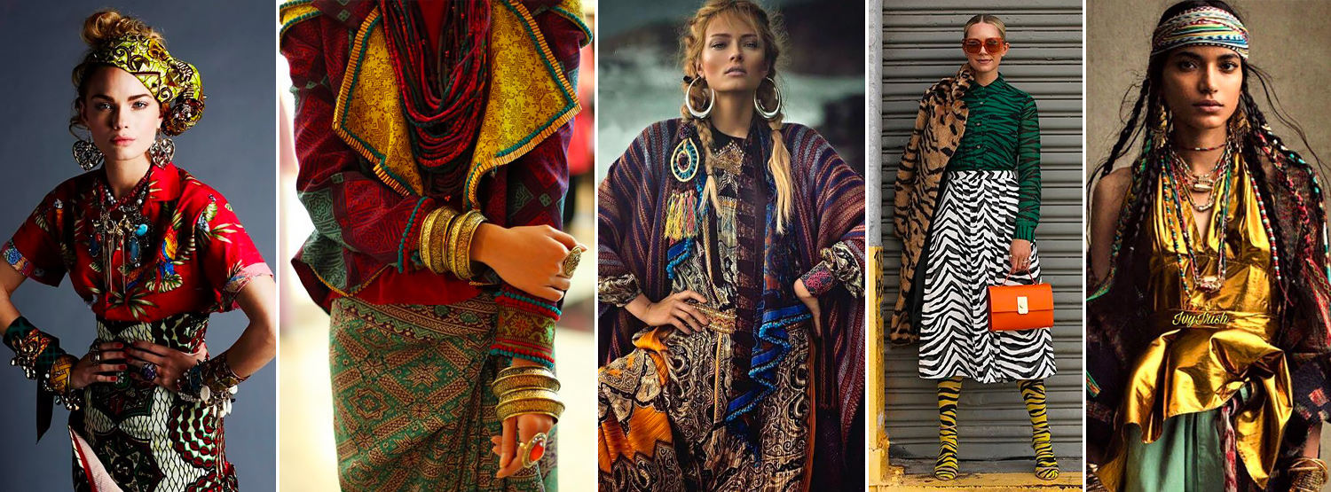 Stili di moda: Tribal, Indie, Etnico e Animalier.