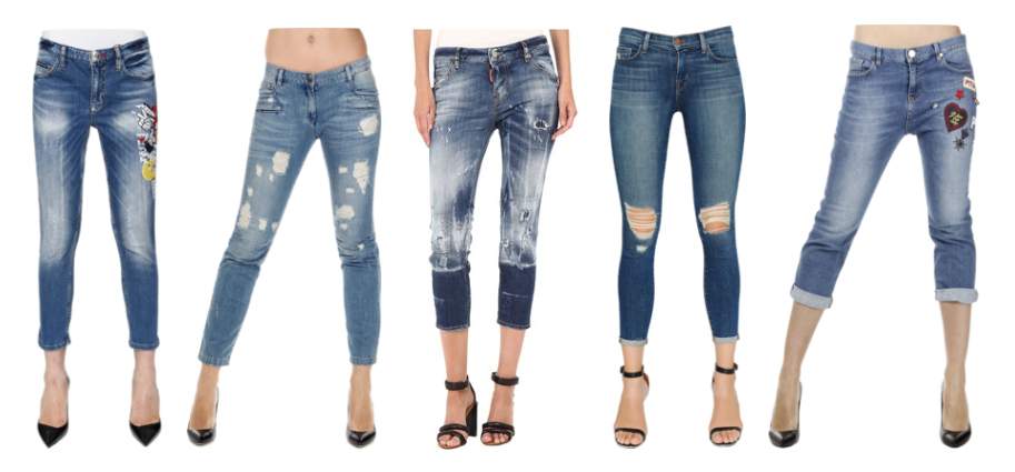 Pantaloni Capri in denim o Ankle jeans.