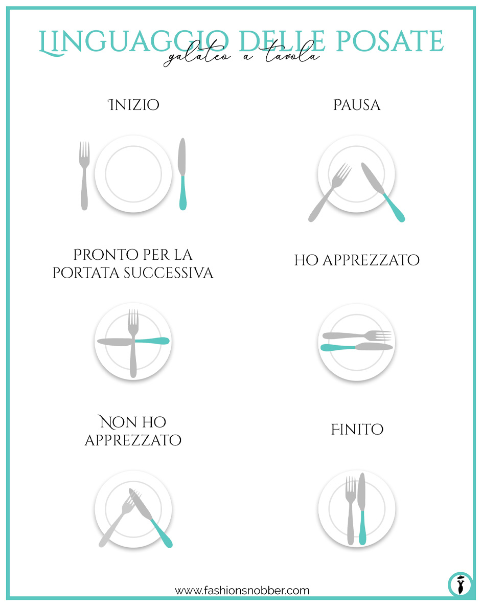Linguaggio delle posate: galateo a tavola.