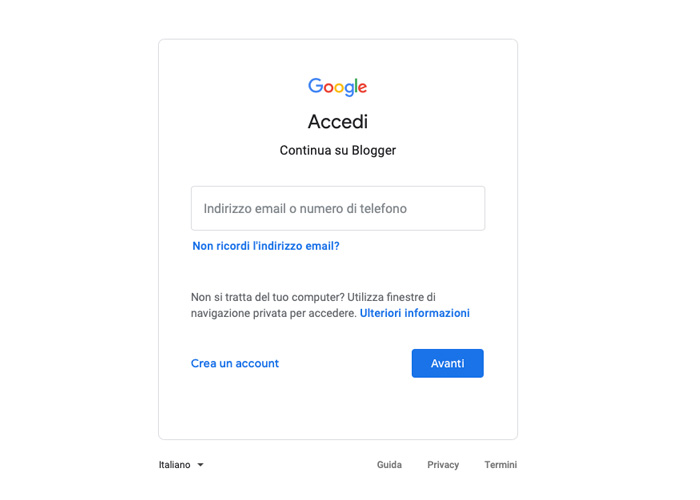 Come creare un blog su Blogger con un account Google.