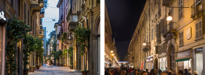 Via Spiga e Via Lagrange per lo shopping di lusso.