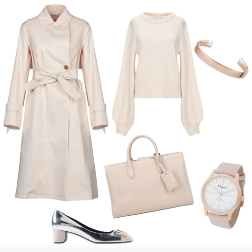 Outfit autunno color crema.