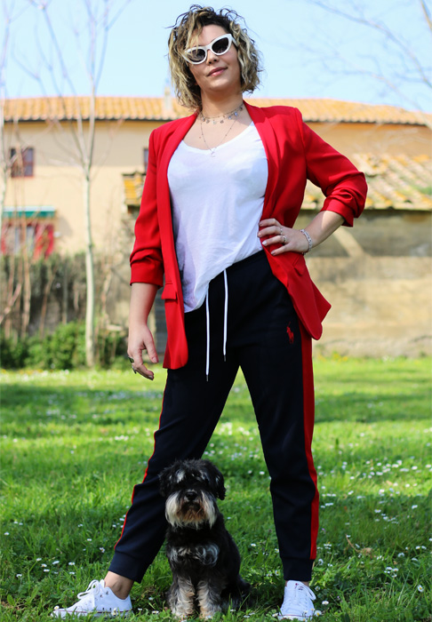 Athleisure style outfit.