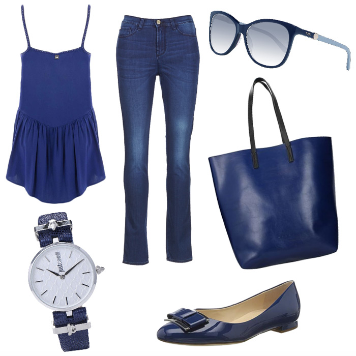 Outfit casual chic blu.