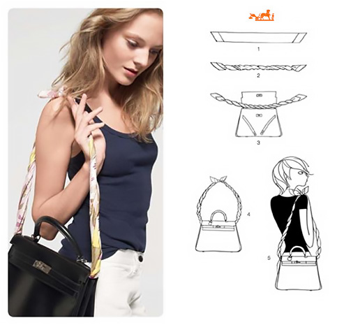 Come creare la tracolla di una borsa con un foulard.