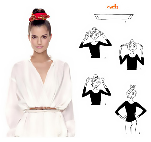 Come annodare un foulard intorno a uno chignon.