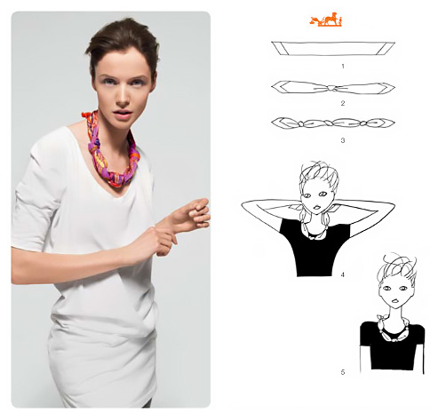 Come trasformare un foulard in una collana.