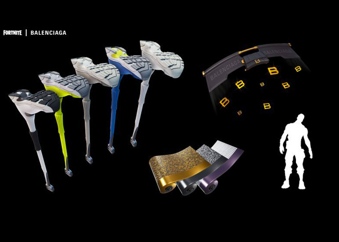Oggetti del set Balenciaga Fit disponibili su Fortnite.