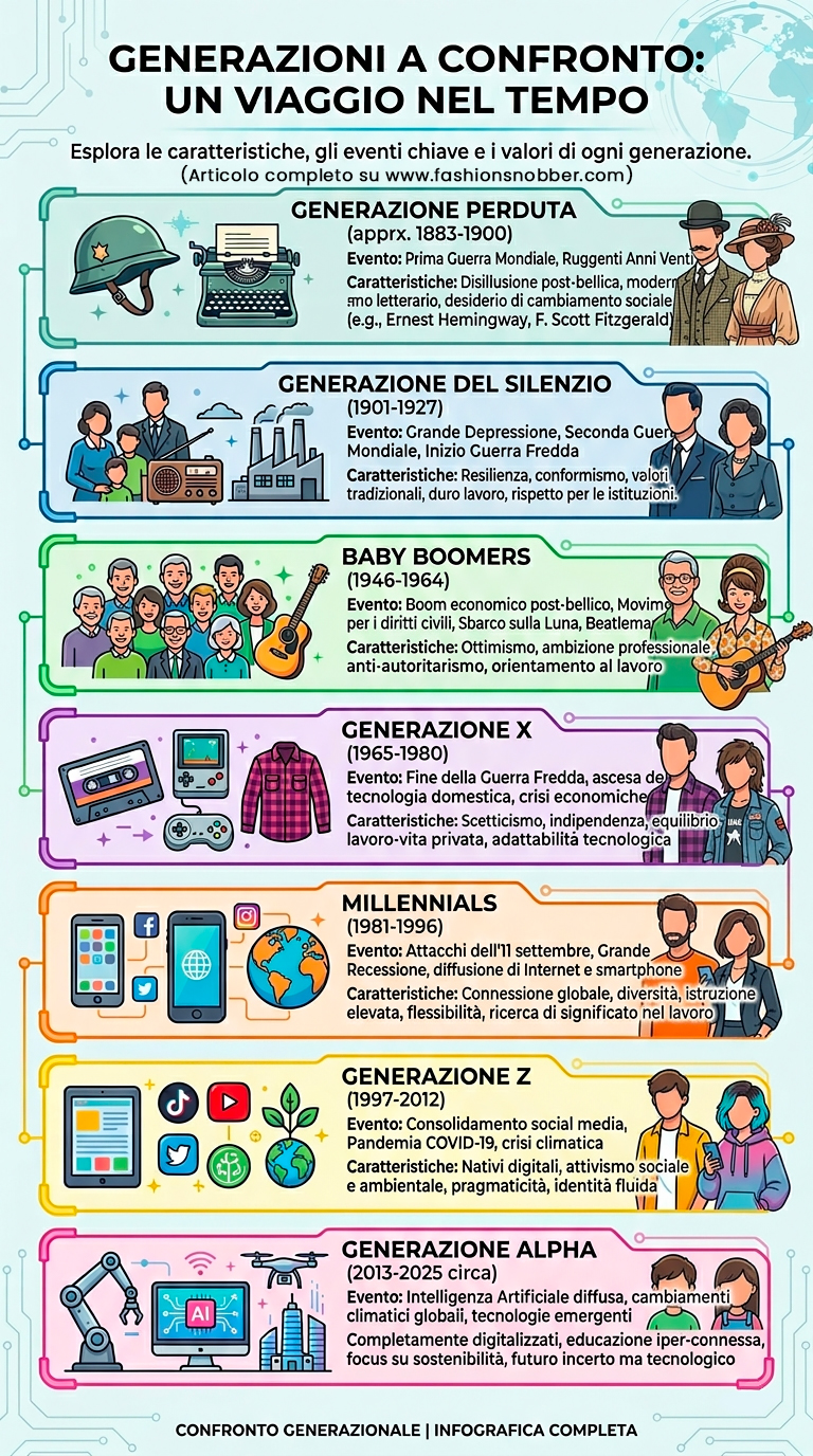 Guida a tutte le generazioni: anni di appartenenza, nomi e caratteristiche principali.