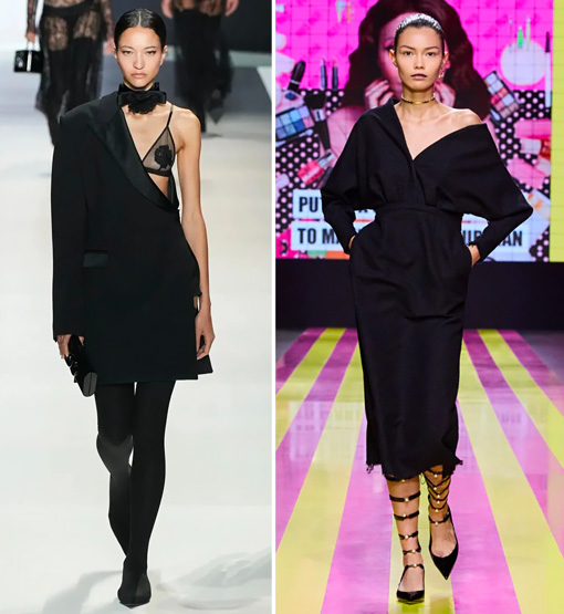 Asymmetrical little black dress.