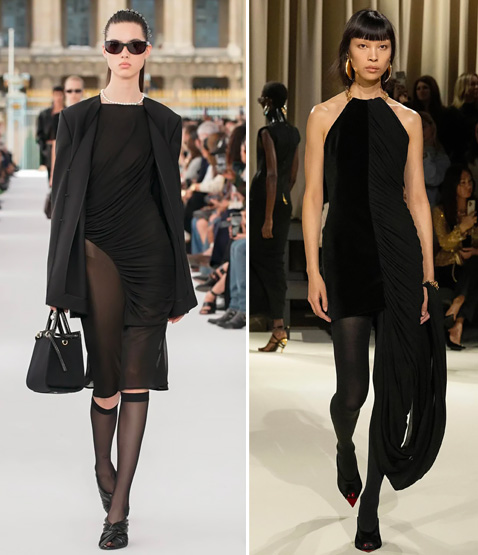 Draped little black dress.