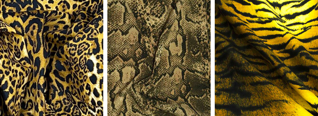 Fantasie di tessuti animalier.