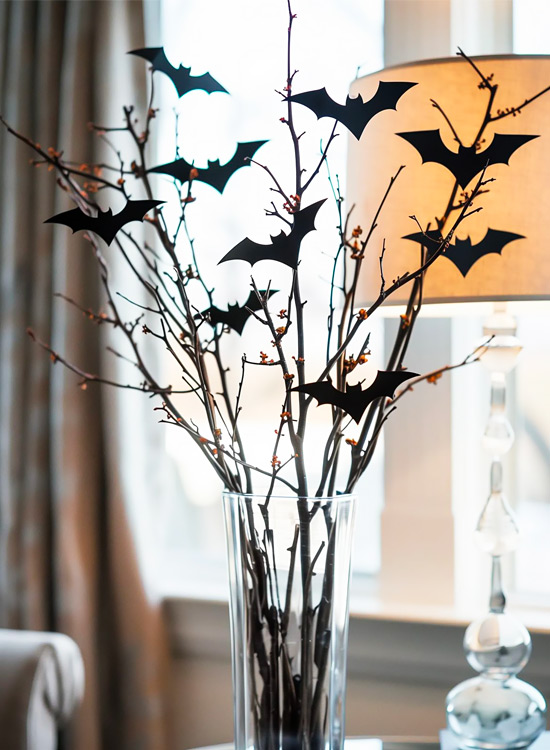 Decorazioni con pipistrelli fai da te.