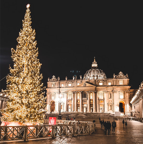 Christmas tree Vatican City in Rome.