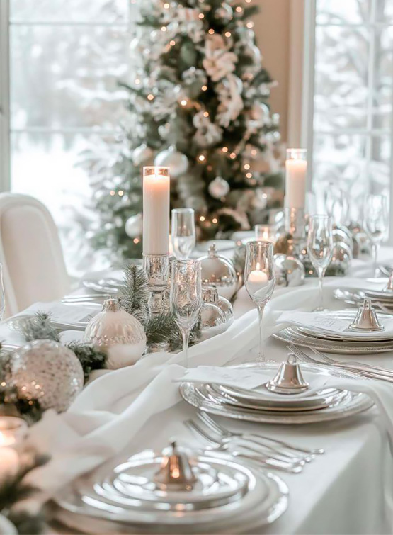 Christmas table white e silver.