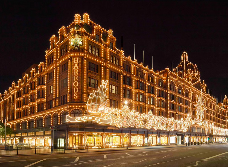 Vetrine di Natale più belle al mondo: Harrods a Londra.