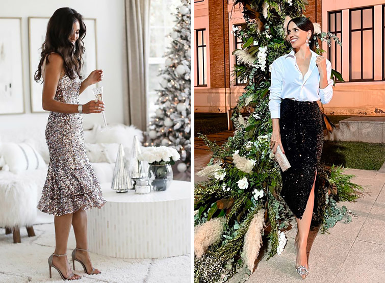 Outfit paillettes e brillantini per Natale.