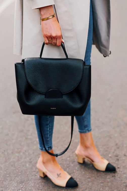 Borsa in pelle nera classica.