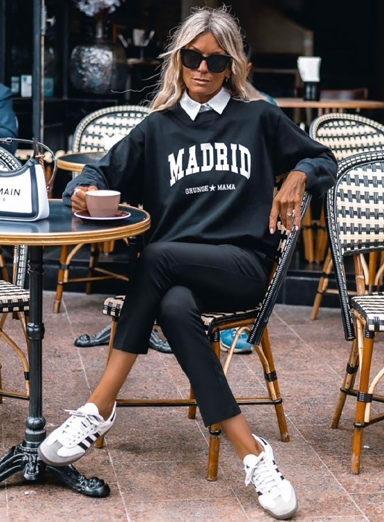 Sweatshirt casual chic outfit.