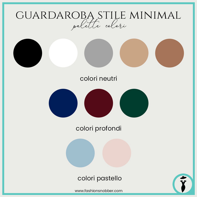 Palette colori per un guardaroba dallo stile minimal.