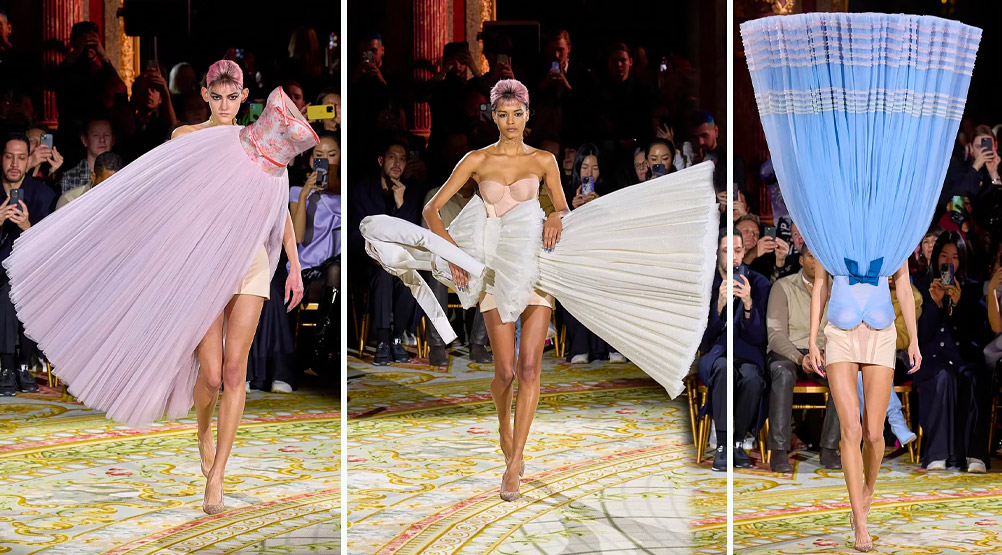 Gli Abiti "sottosopra" di Viktor & Rolf (2023).