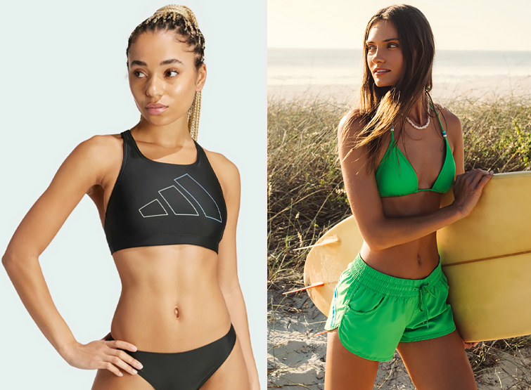 Activewear da spiaggia: stile dinamico in riva al mare.