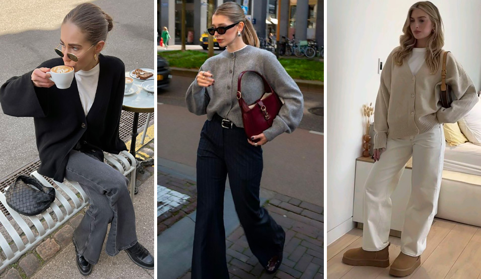Come indossare il cardigan in autunno.