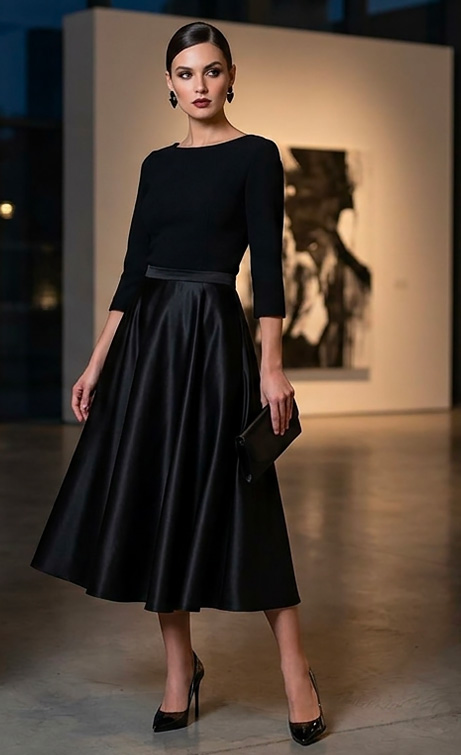 Outfit elegante da sera in total black.
