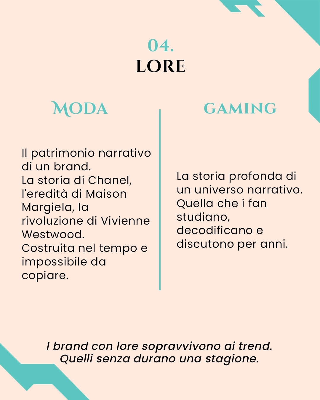 Cosa vuol dire "lore" nel gaming e nella moda.