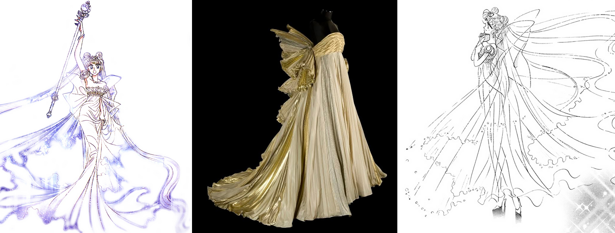 L'Angelo d'Oro del 1987 realizzato dallo stilista Roberto Capucci ha ispirato l'abito di Neo-Queen Serenity in Sailor Moon.