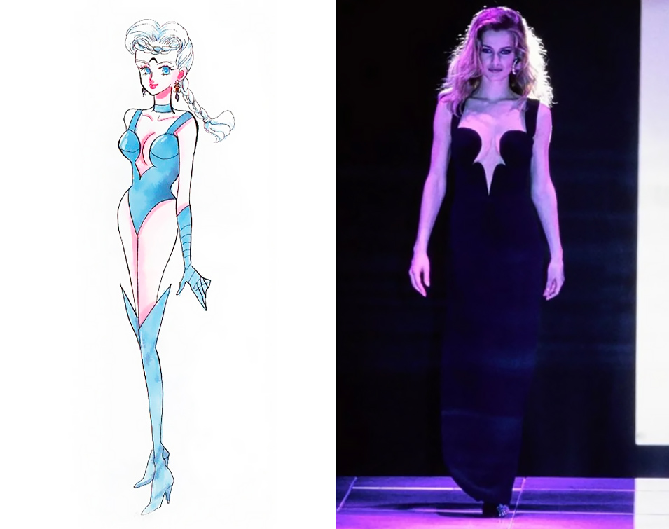 Lo scollo di Berthier in Sailor Moon è ispirato da un abito di Versace del 1991.