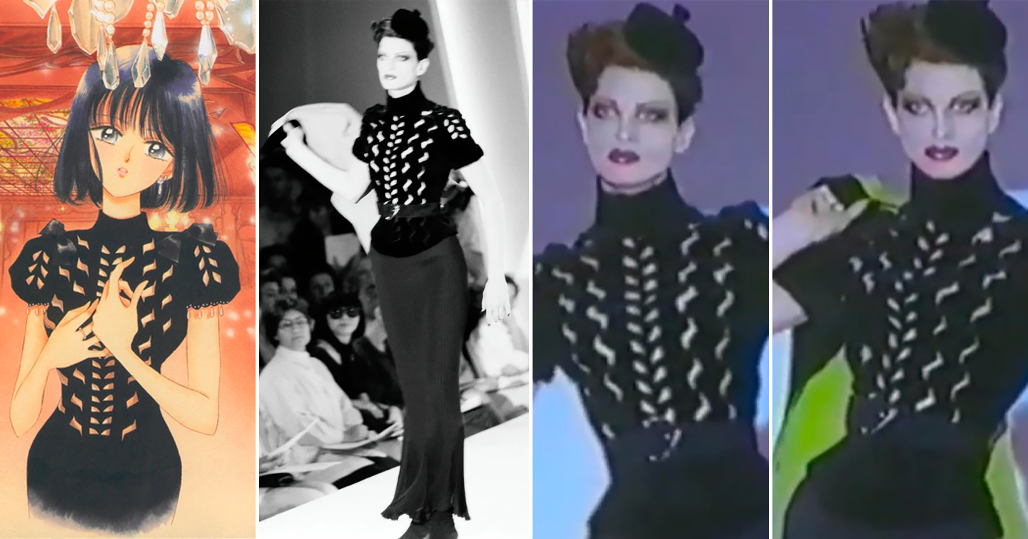 Sailor Moon e l'alta moda: Sailor Saturn (Hotaru) indossa un abito di Thierry Mugler autunno inverno 1992.