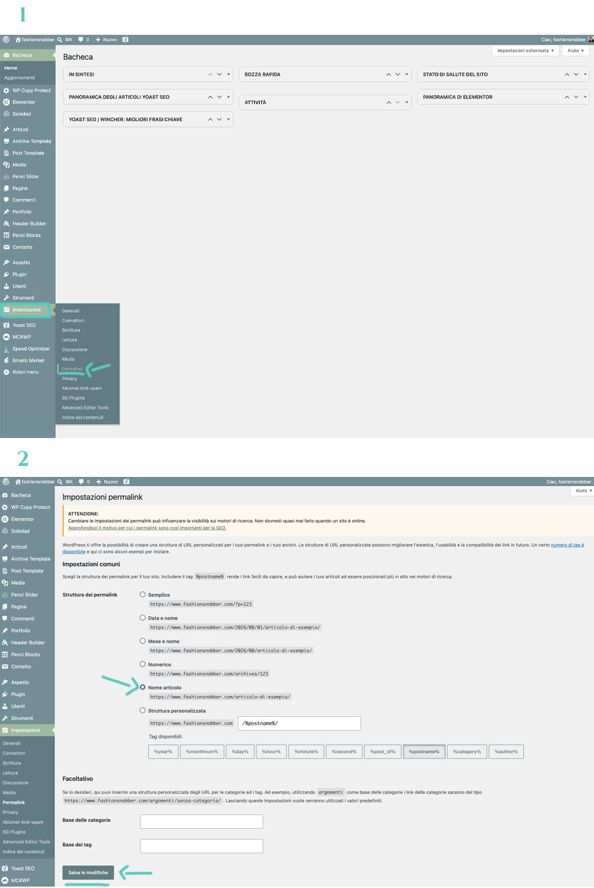 Come impostare correttamente i permalink su WordPress.