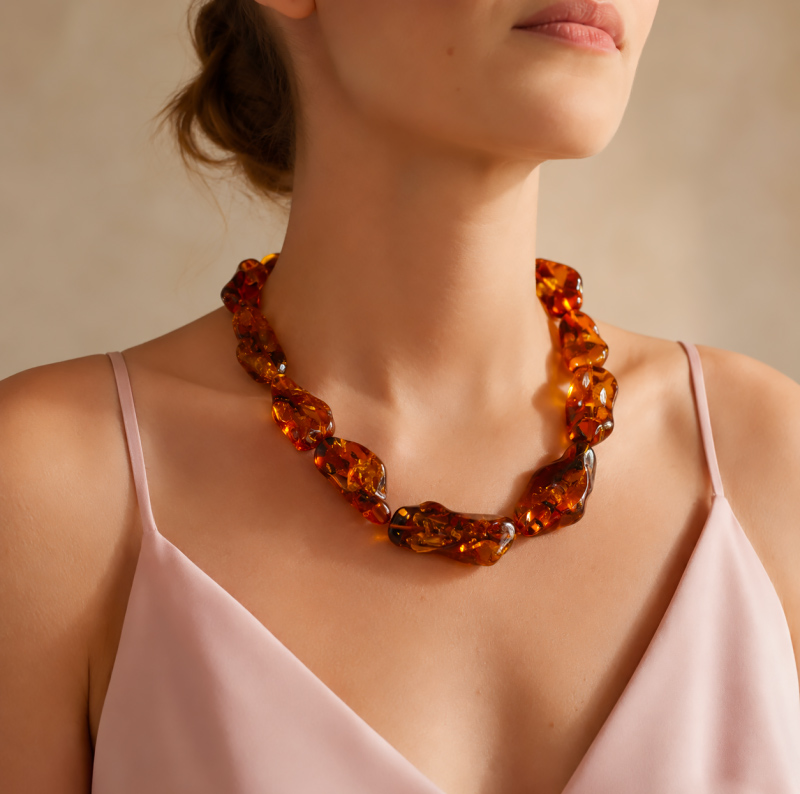 Collana in ambra naturale made in Italy.