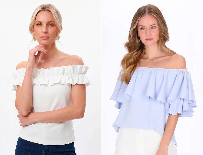 Top a spalle scoperte donna: fresco e leggero per l'estate.